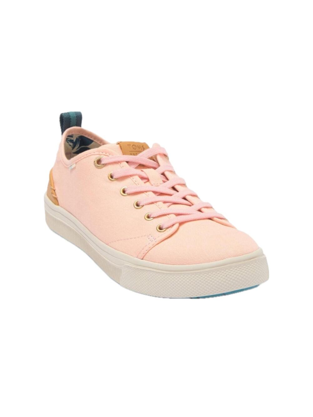 TOMS TRVL LITE Low Coral Pink Canvas Lace Up Low Top Sneakers NIB 7.5